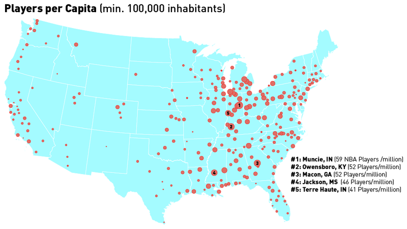 Illustration for article titled Infographics: Where Do Pro Basketball Players Come From?